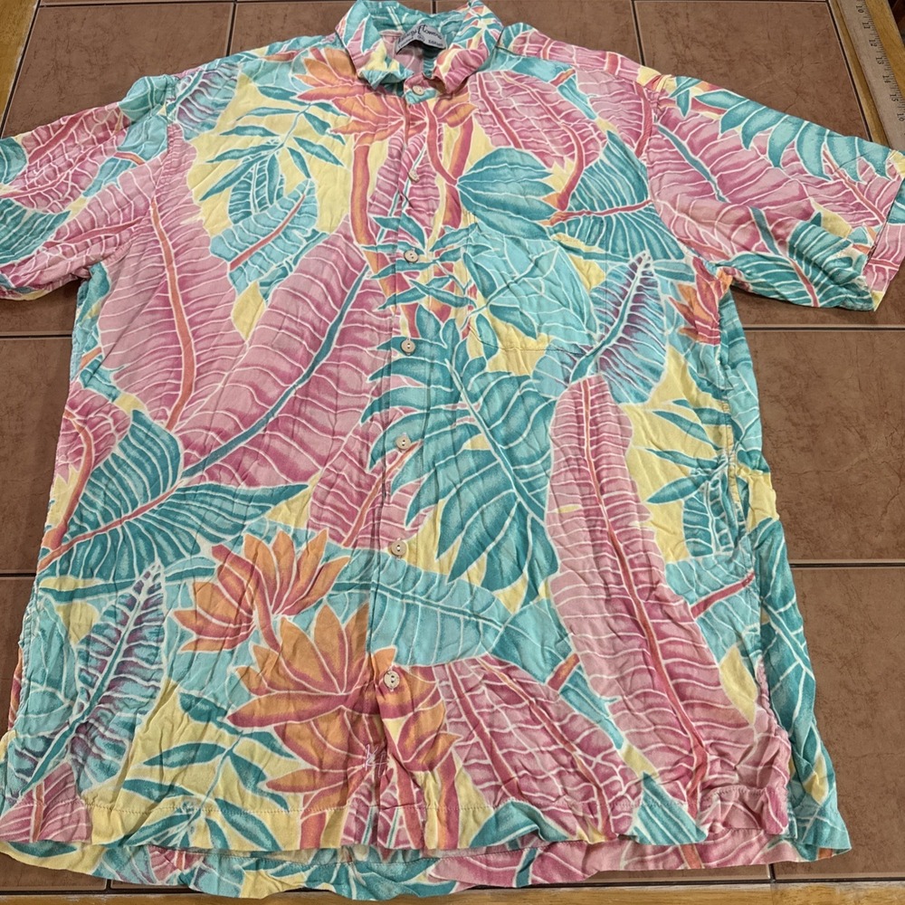 Kenny Flowers Mens XL Limited Edition Hawaiian Floral Camp Vibrant Rayon Shirt